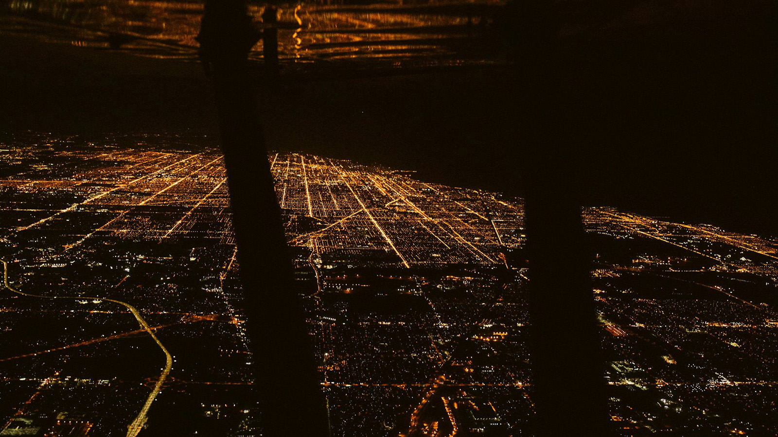 City from above at night